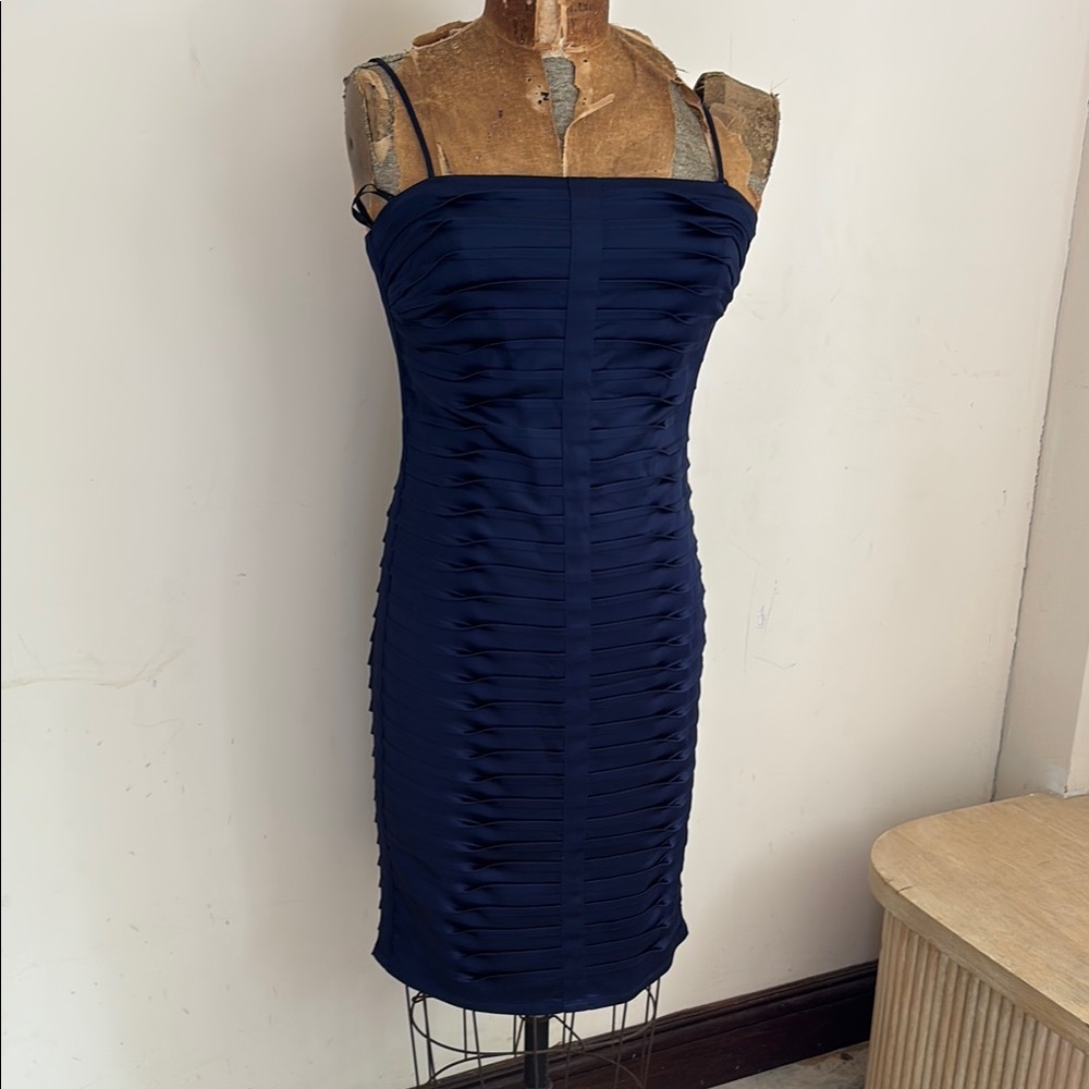 Calvin Klein Blue Ruched Bodycon Cocktail Dress
